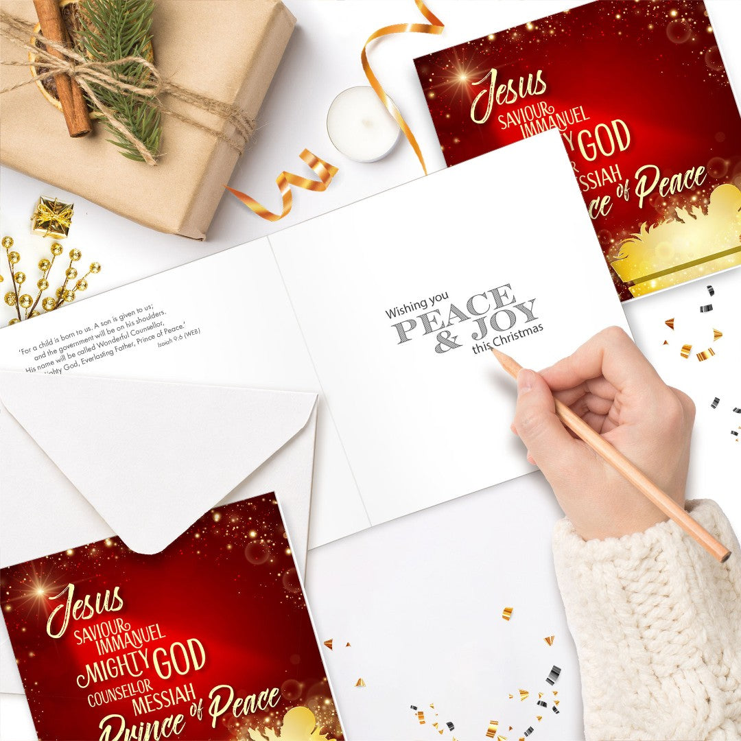 Saviour Luxury Christian Christmas Cards (Pack of 10)