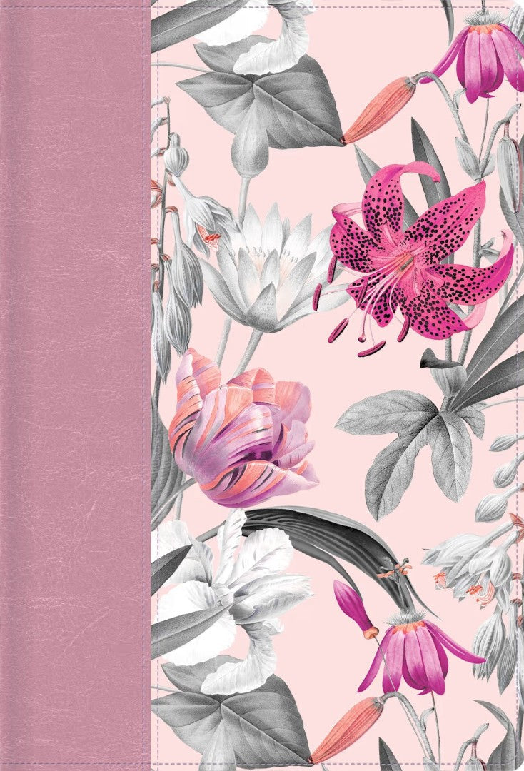 RVR 1960 Biblia Letra Supergigante, Rosa Pétalos, Símil Piel