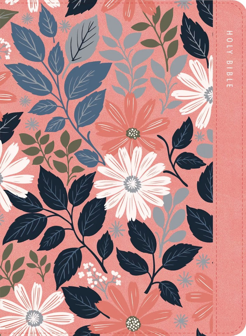 KJV Large Print Compact Reference Bible, Pink Floral Leather