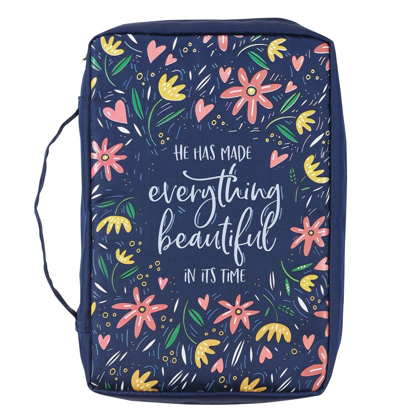 Everything Beautiful Navy Floral Value Bible Case, Large - Re-vived