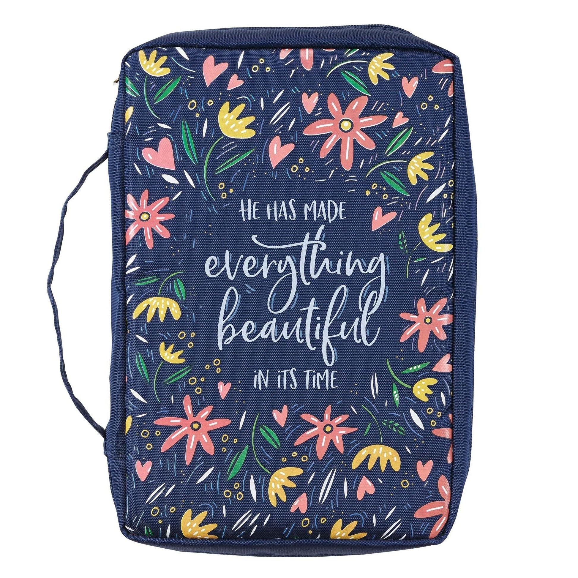 Everything Beautiful Navy Floral Value Bible Case, Large - Re-vived