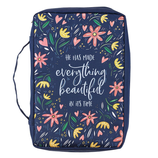 Everything Beautiful Navy Floral Value Bible Case, Large - Re-vived