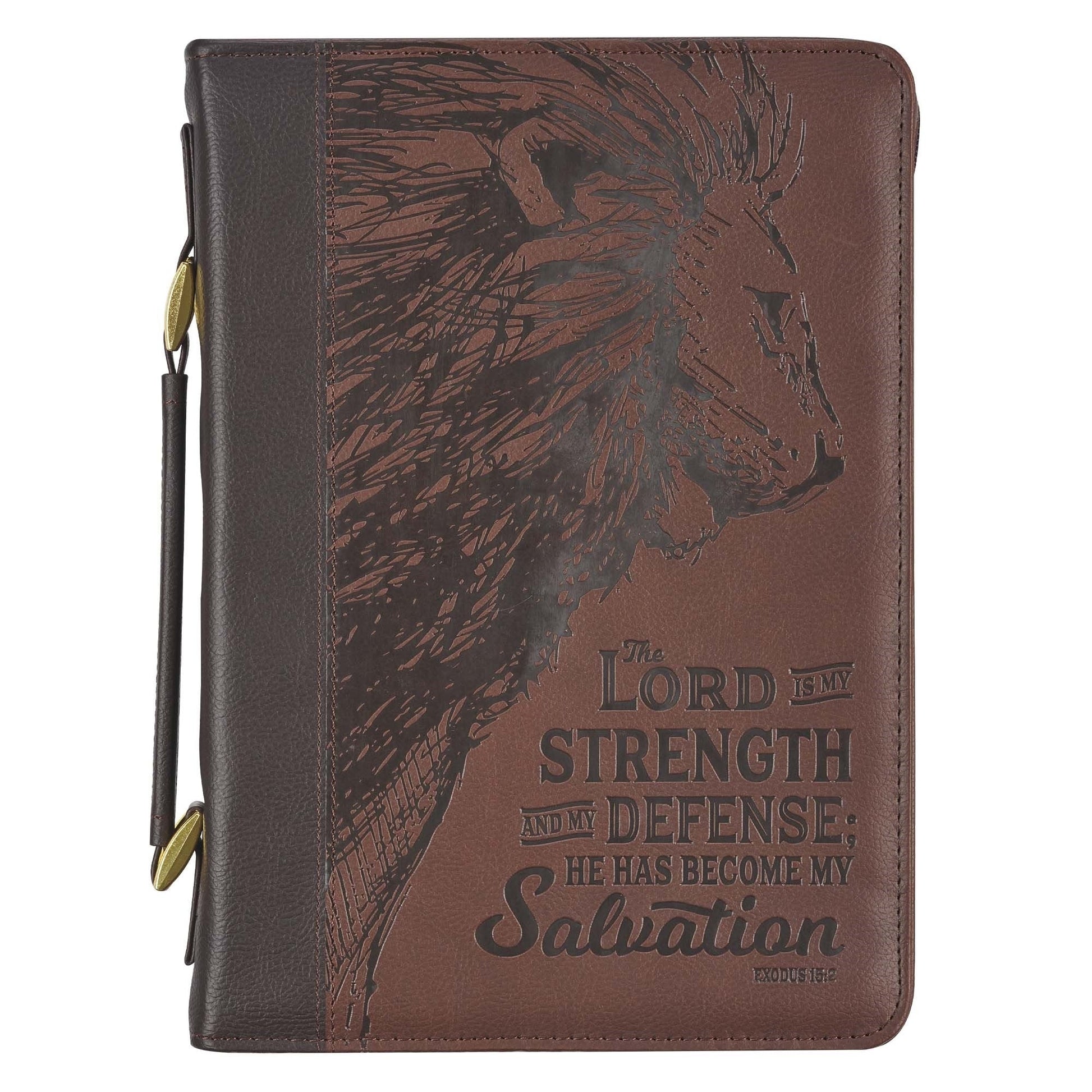 Lord is My Strength Brown Classic Bible Case, Medium - Re-vived