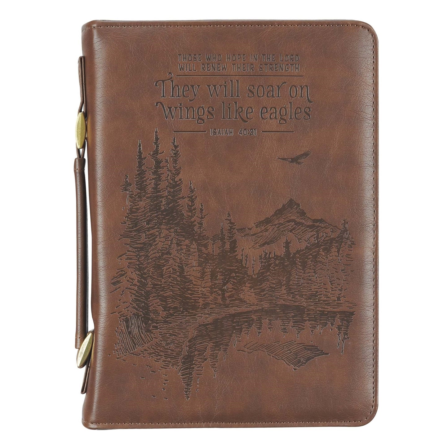 On Wings Like Eagles Brown Classic Bible Case, Medium - Re-vived