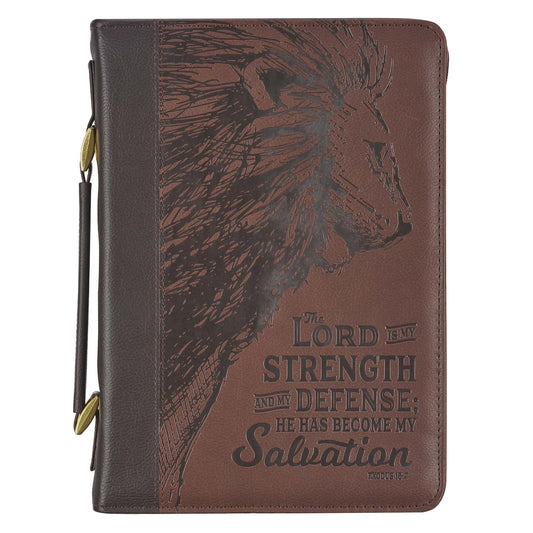 Lord is My Strength Brown Classic Bible Case, Extra Large - Re-vived