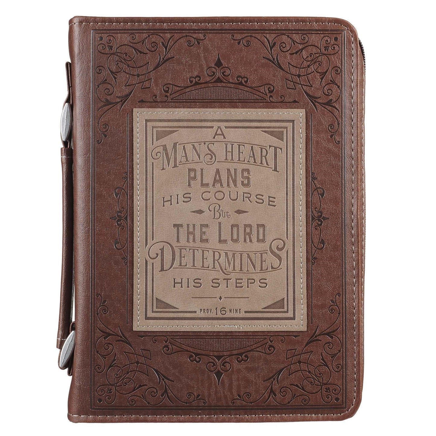 Man's Heart Brown Classic Bible Case, Extra Large - Re-vived