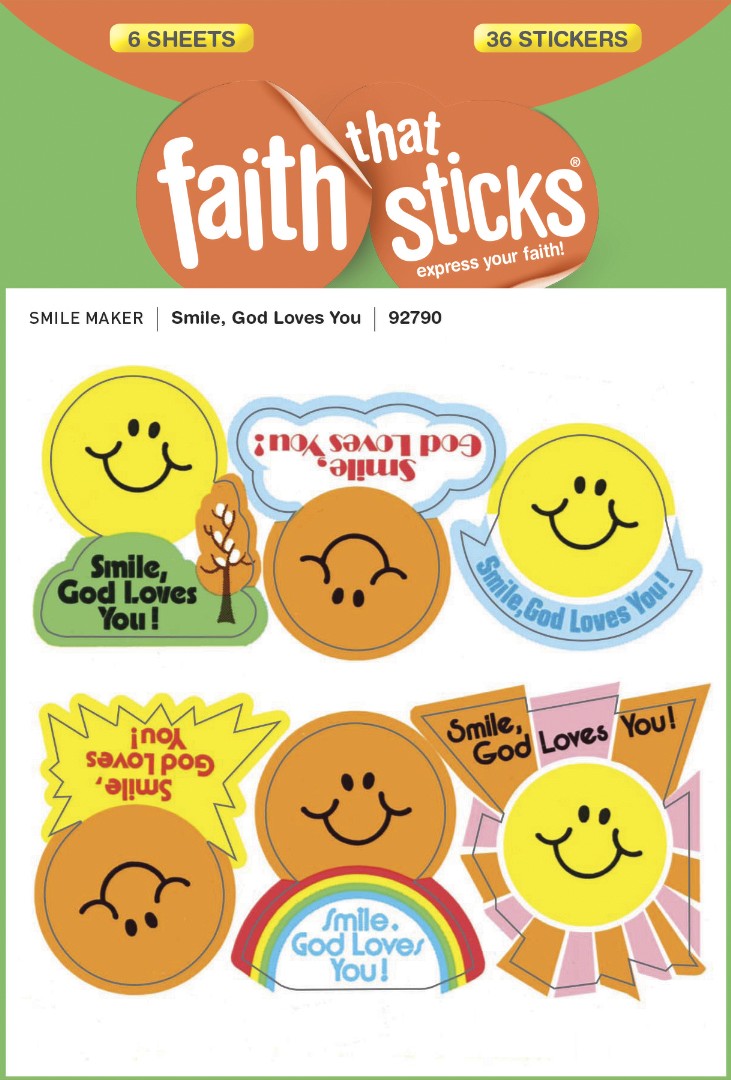 Smile, God Loves You - Faith That Sticks Stickers - Re-vived