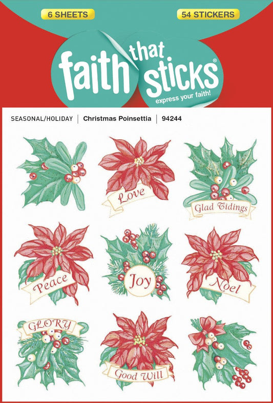 Christmas Poinsettia - Faith That Sticks Stickers - Re-vived