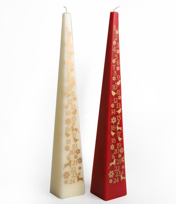 13" Ivory/Red Pyramid Advent Candle - Re-vived