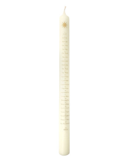 Advent Candle - Ivory - Names Of Jesus/Star - 30cm - Re-vived