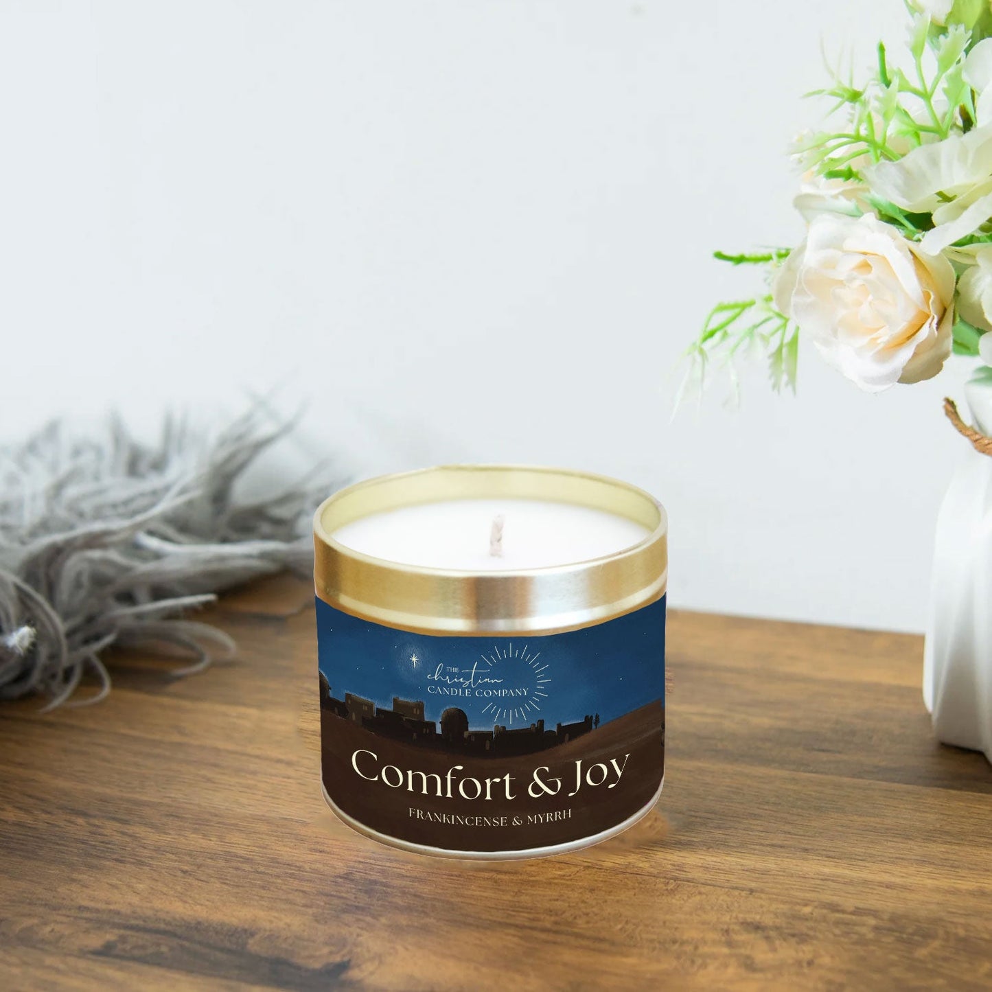 Comfort & Joy Frankincense & Myrrh Scented Candle in a Tin - Re-vived