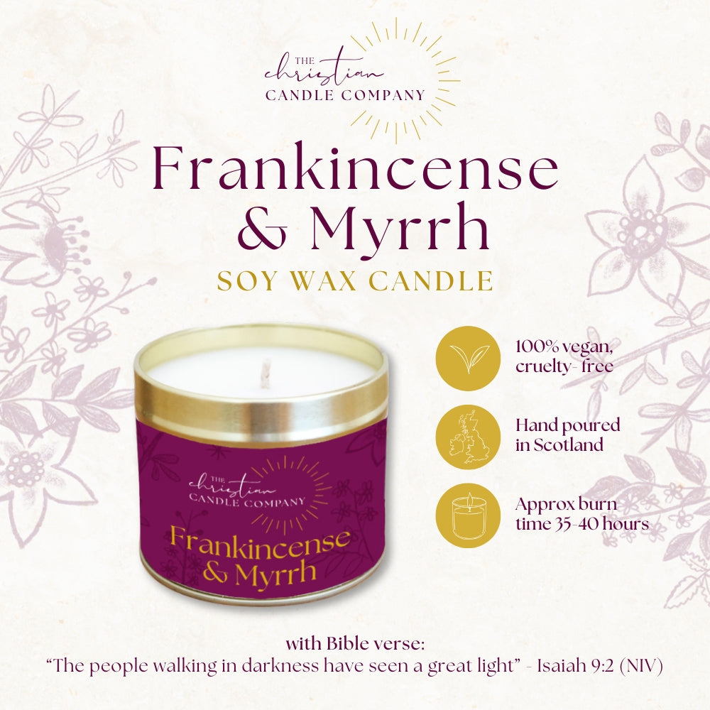 Frankincense & Myrrh Scented Candle in a Tin - Re-vived