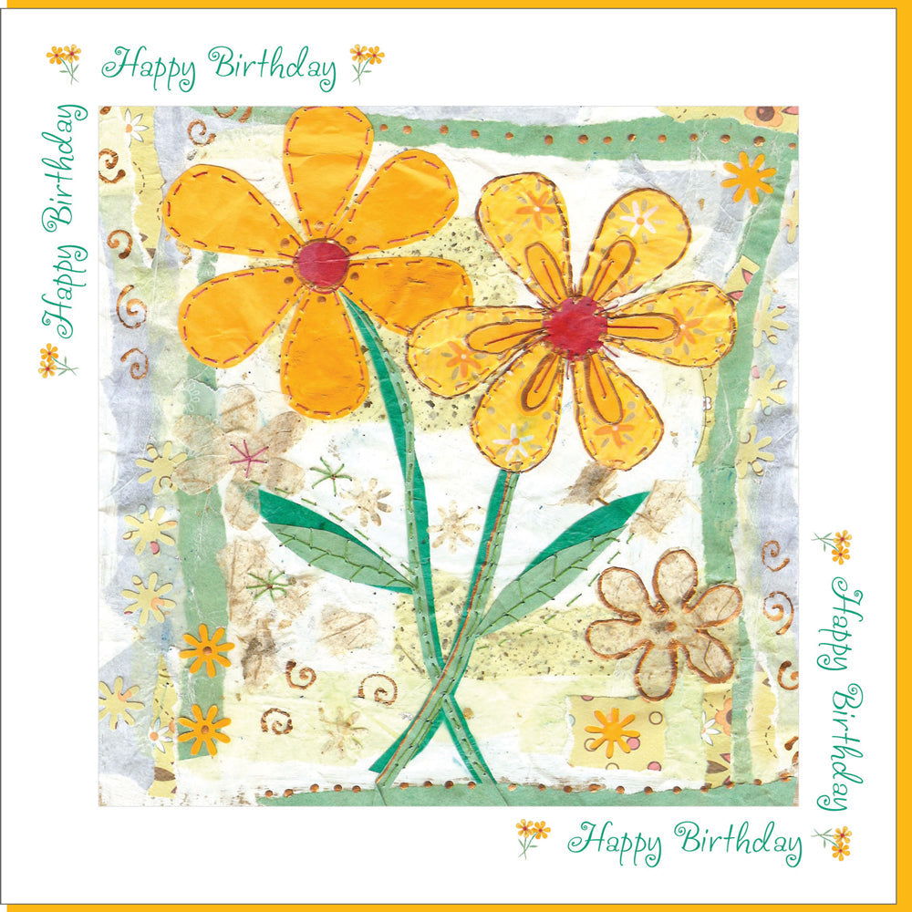 Birthday Yellow Flowers Greetings Card - Re-vived