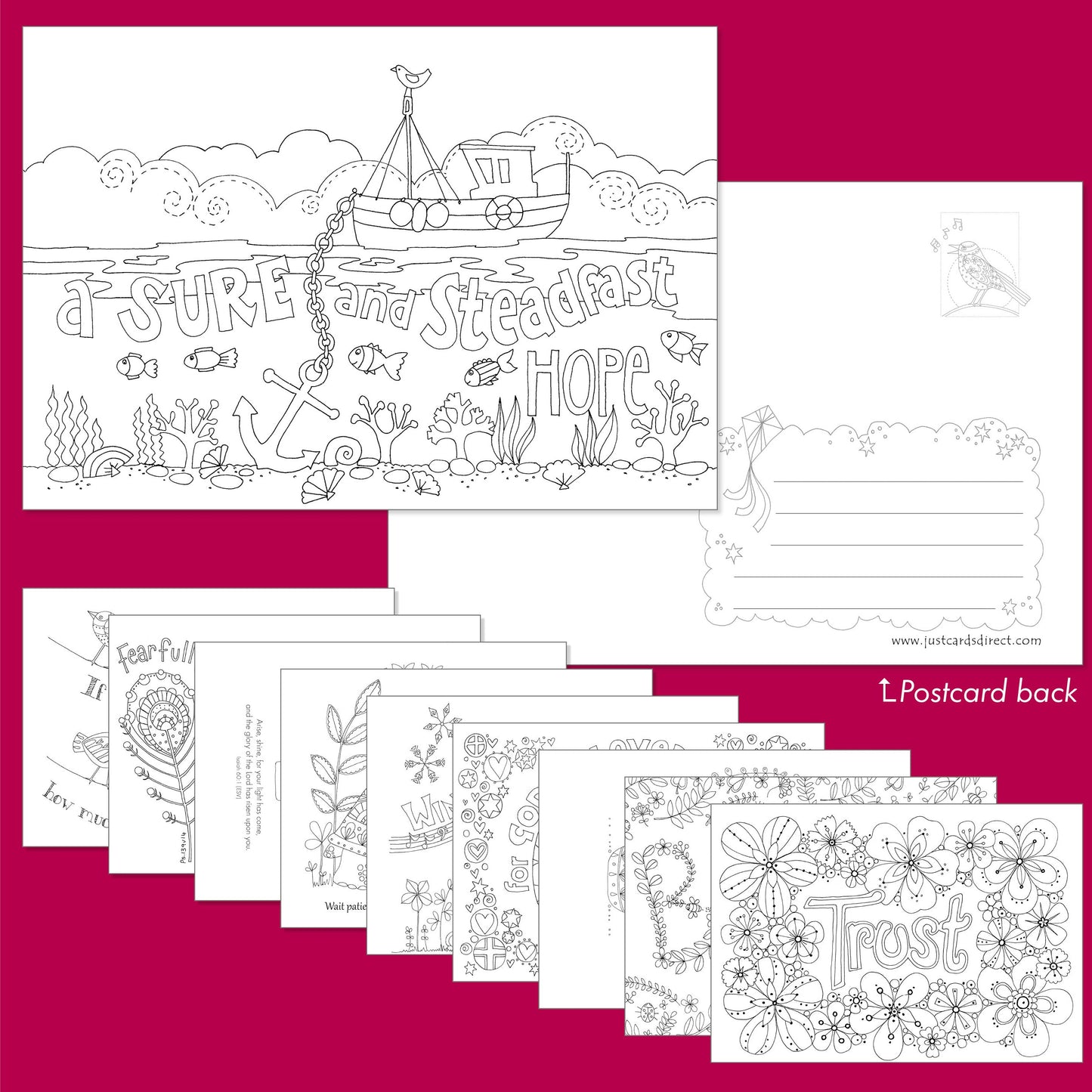 10 Images of Hope Colouring Postcards - Re-vived