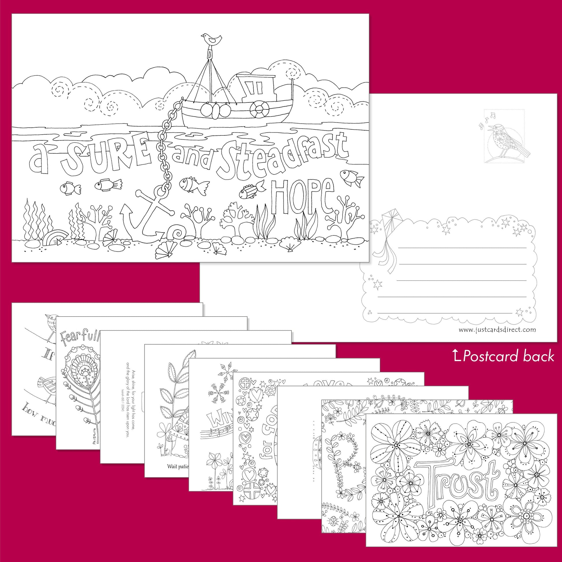 10 Images of Hope Colouring Postcards - Re-vived