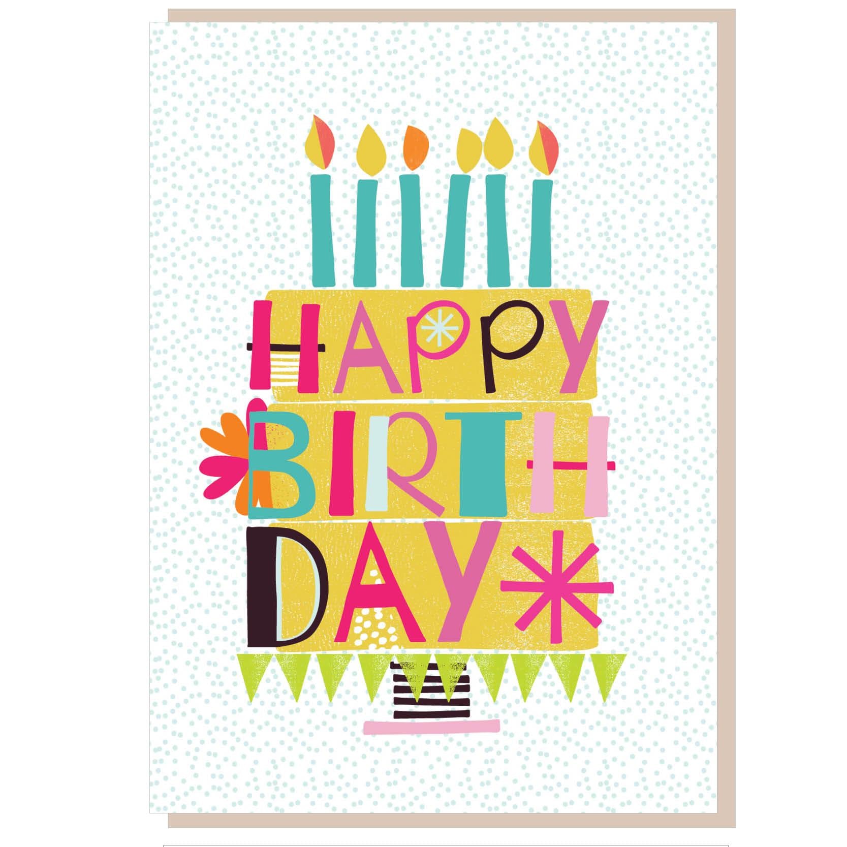 Happy birthday cake Greetings Card - Re-vived
