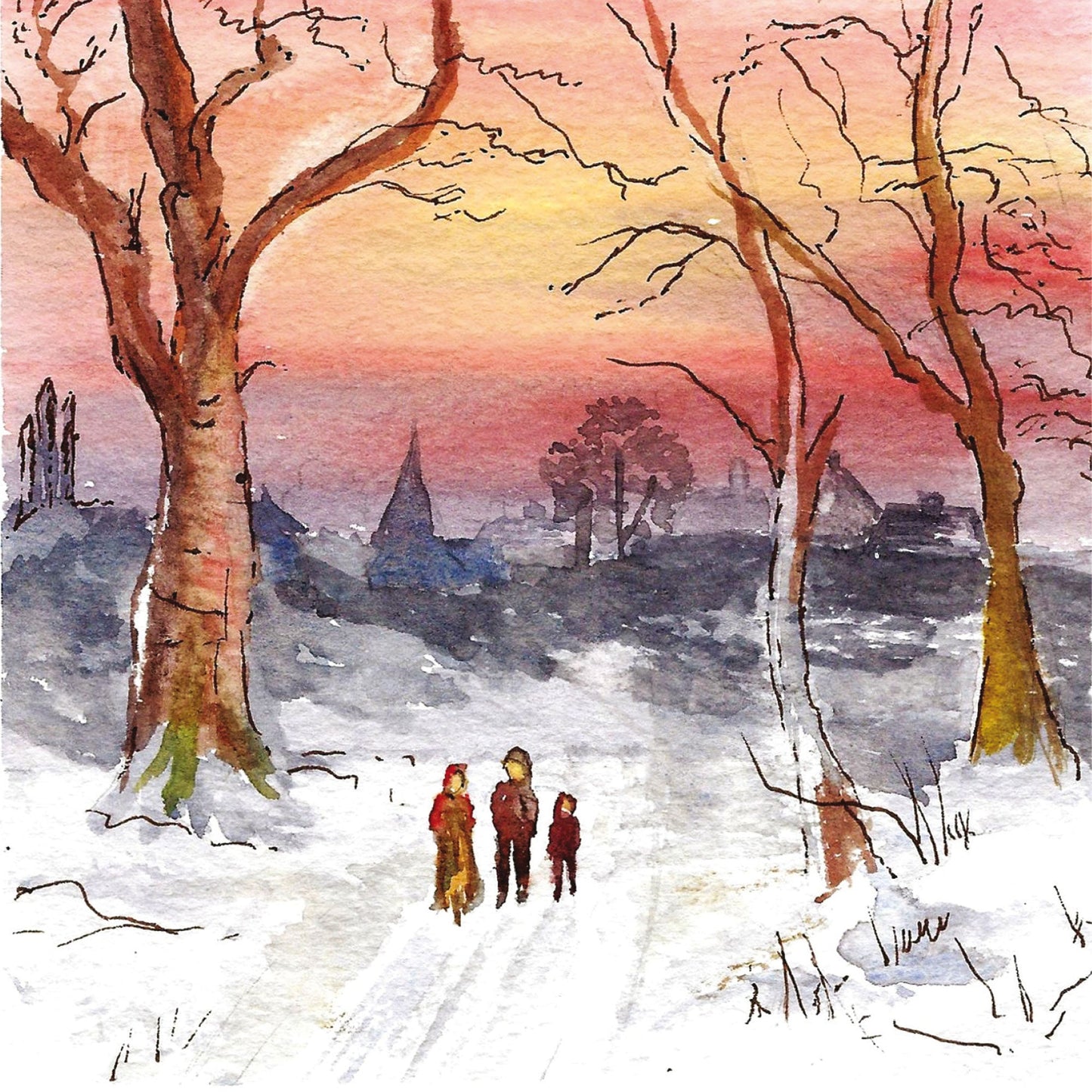 Sunset Snow Scene Christmas Cards (pack of 10) - Re-vived