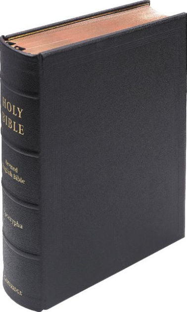 REB Lectern Bible With Apocrypha, Black Goatskin Leather - Re-vived