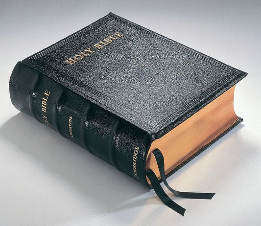 KJV Lectern Bible With Apocrypha, Black Goatskin Leather - Re-vived