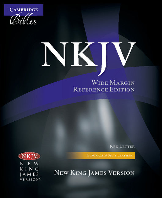 NKJV Wide Margin Reference Bible, Black Calfsplit Leather - Re-vived