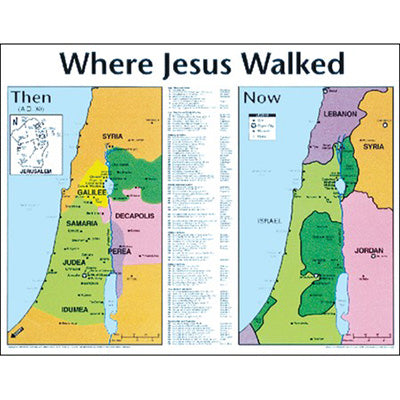 Where Jesus Walked: Then and Now Wall Chart - Re-vived