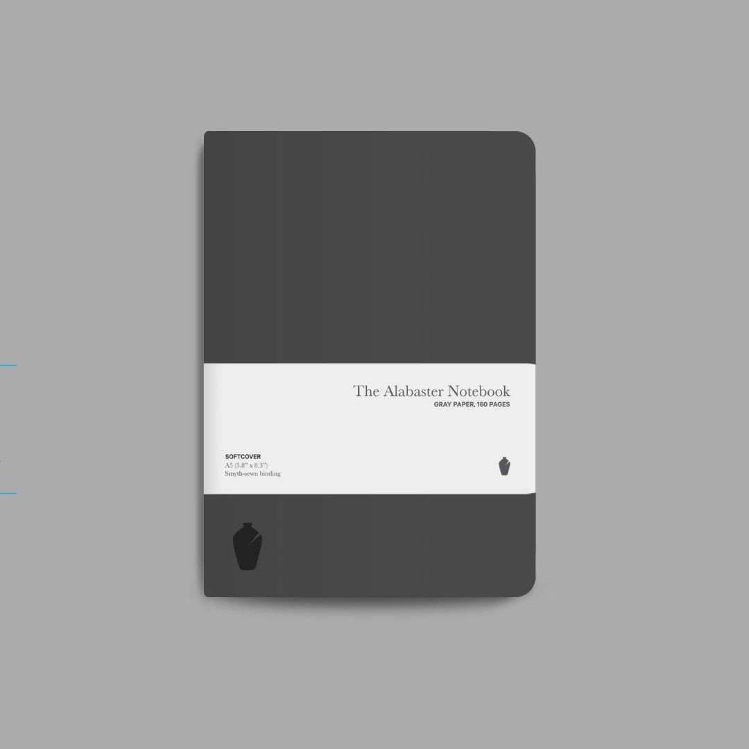 Alabaster Notebook, Dark Gray, Softcover, Dot - Re-vived
