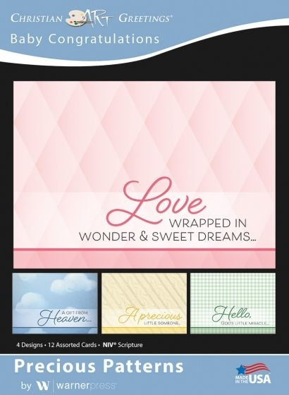 Boxed Greeting Cards - Baby Congratulations Precious Pattern - Re-vived