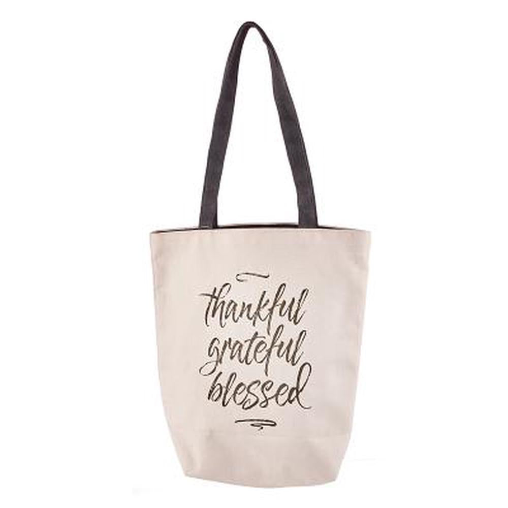 Thankful Grateful Blessed Canvas Tote Bag - Re-vived