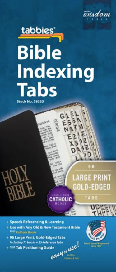 Bible Index Tabs Gold Edged Large Print - Catholic - Re-vived