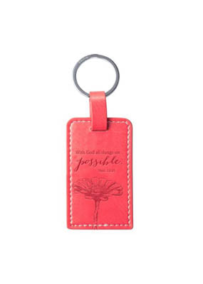 Matthew 19:26 Lux Leather Keyring - Re-vived