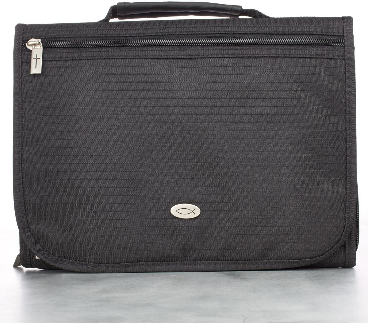 Fish Black Tri-Fold Bible Case, Medium - Re-vived