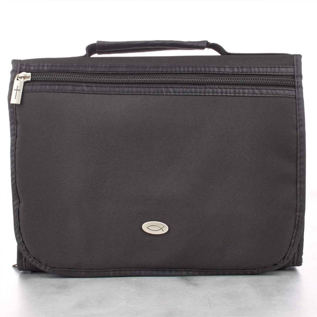 Fish Black Tri-Fold Bible Case, Large - Re-vived