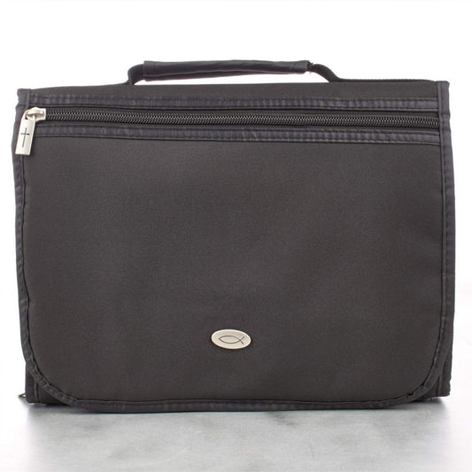Fish Black Tri-Fold Bible Case, Large - Re-vived