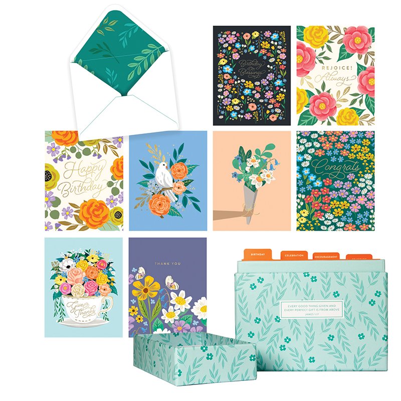 Bouquet of Blessings Greeting Cards Set of 20 - Re-vived