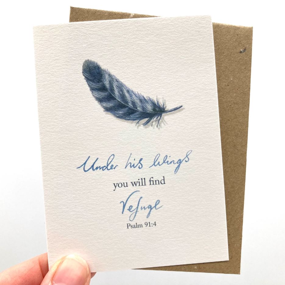 Under His Wings Mini Notecard - Re-vived