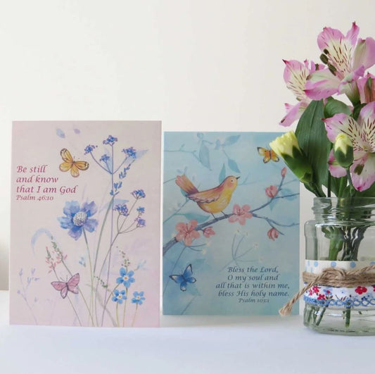 Bird and Butterflies 6 Pack Notecards - Re-vived