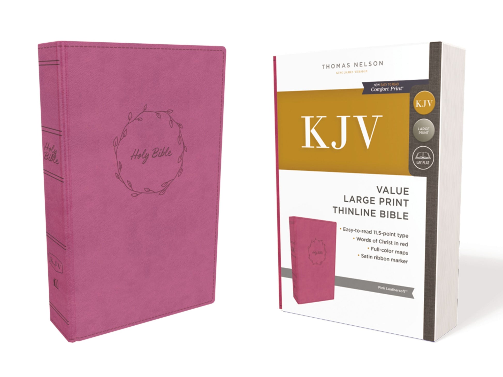 KJV Value Thinline Bible, Pink, Large Print, Red Letter Ed. - Re-vived