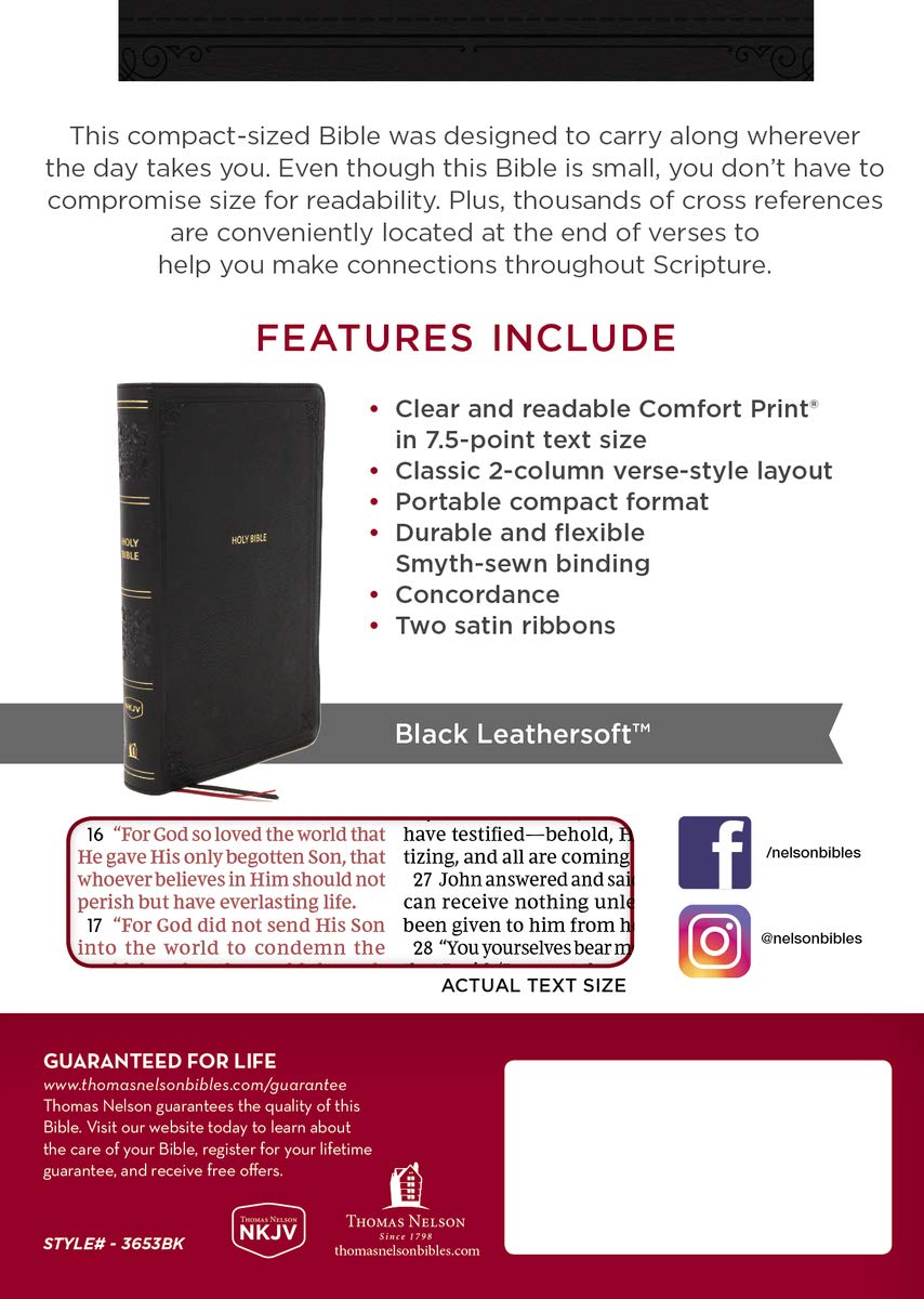 NKJV End-of-Verse Compact Reference Bible, Black - Re-vived