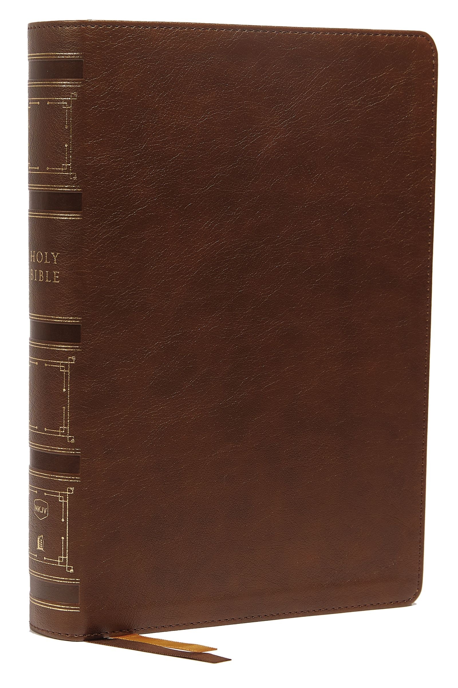 NKJV Single-Column Wide-Margin Reference Bible, Brown - Re-vived