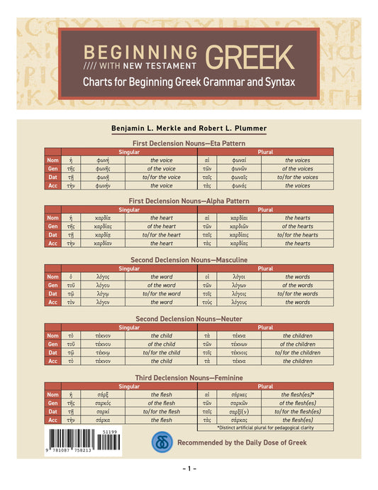 Charts for Beginning Greek Grammar and Syntax - Re-vived