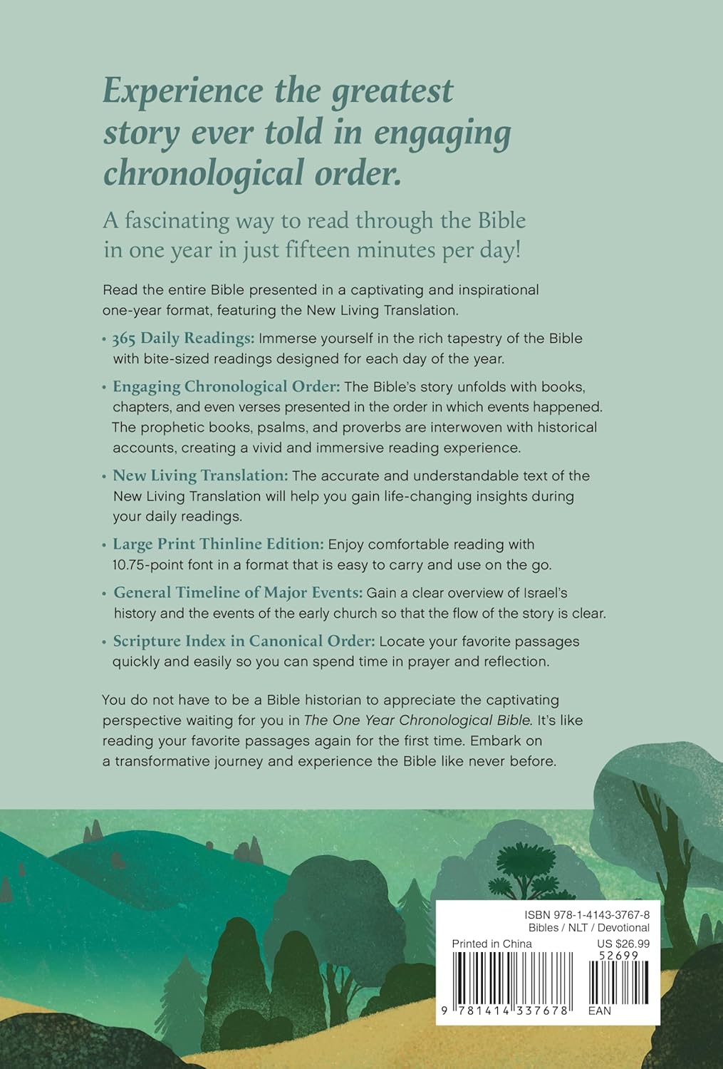 NLT One Year Chronological Bible, Slimline Large Print - Re-vived