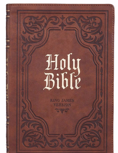 KJV Large Print Thinline Bible, Brown, Thumb Indexed - Re-vived