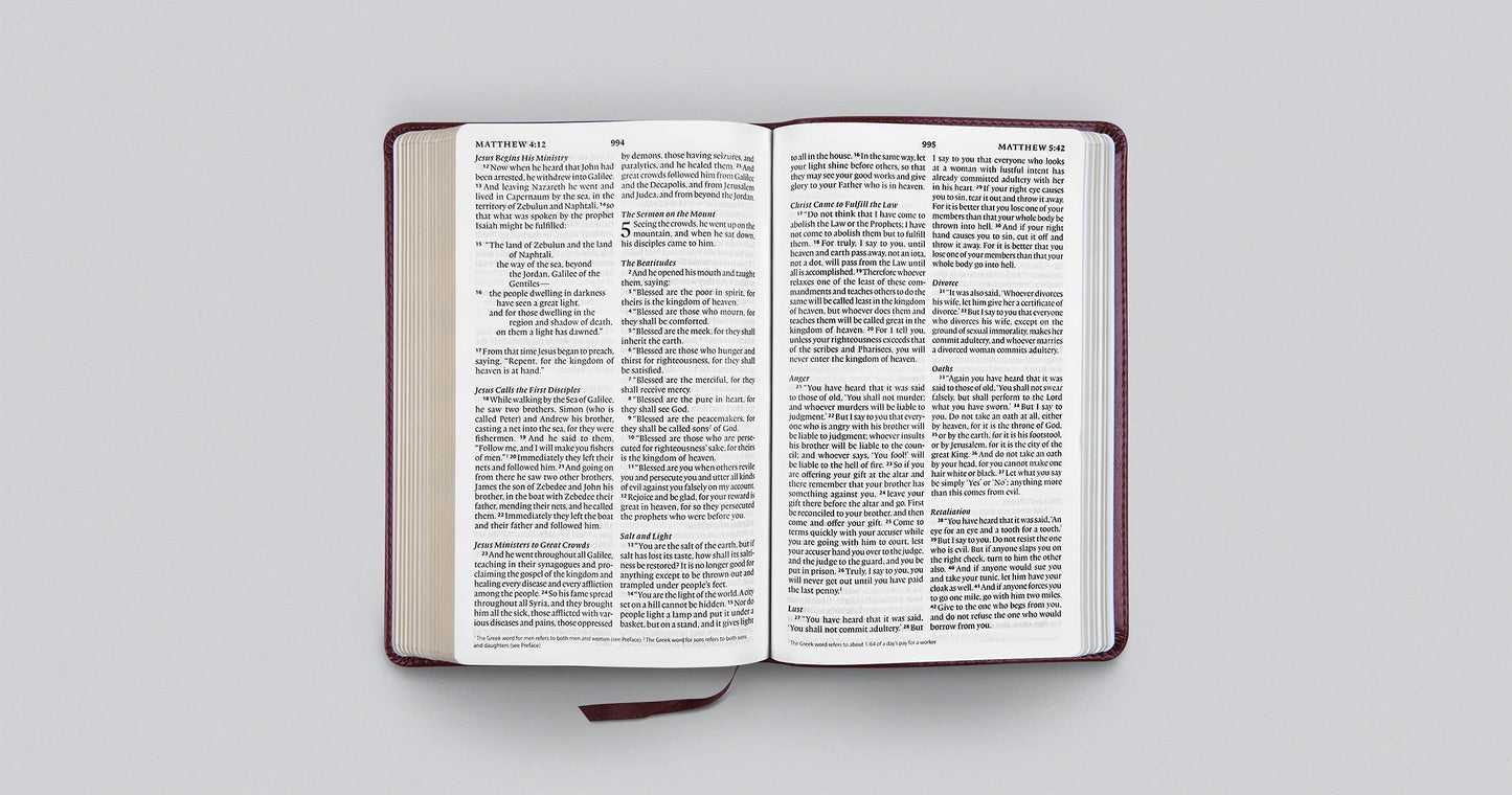 ESV Large Print Thinline Bible, TruTone, Mahogany - Re-vived