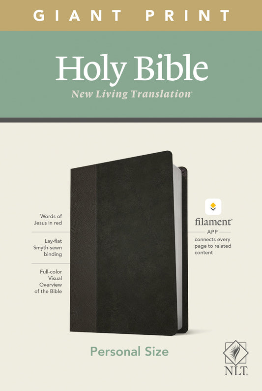 NLT Personal Size Giant Print Bible, Filament Edition, Black - Re-vived