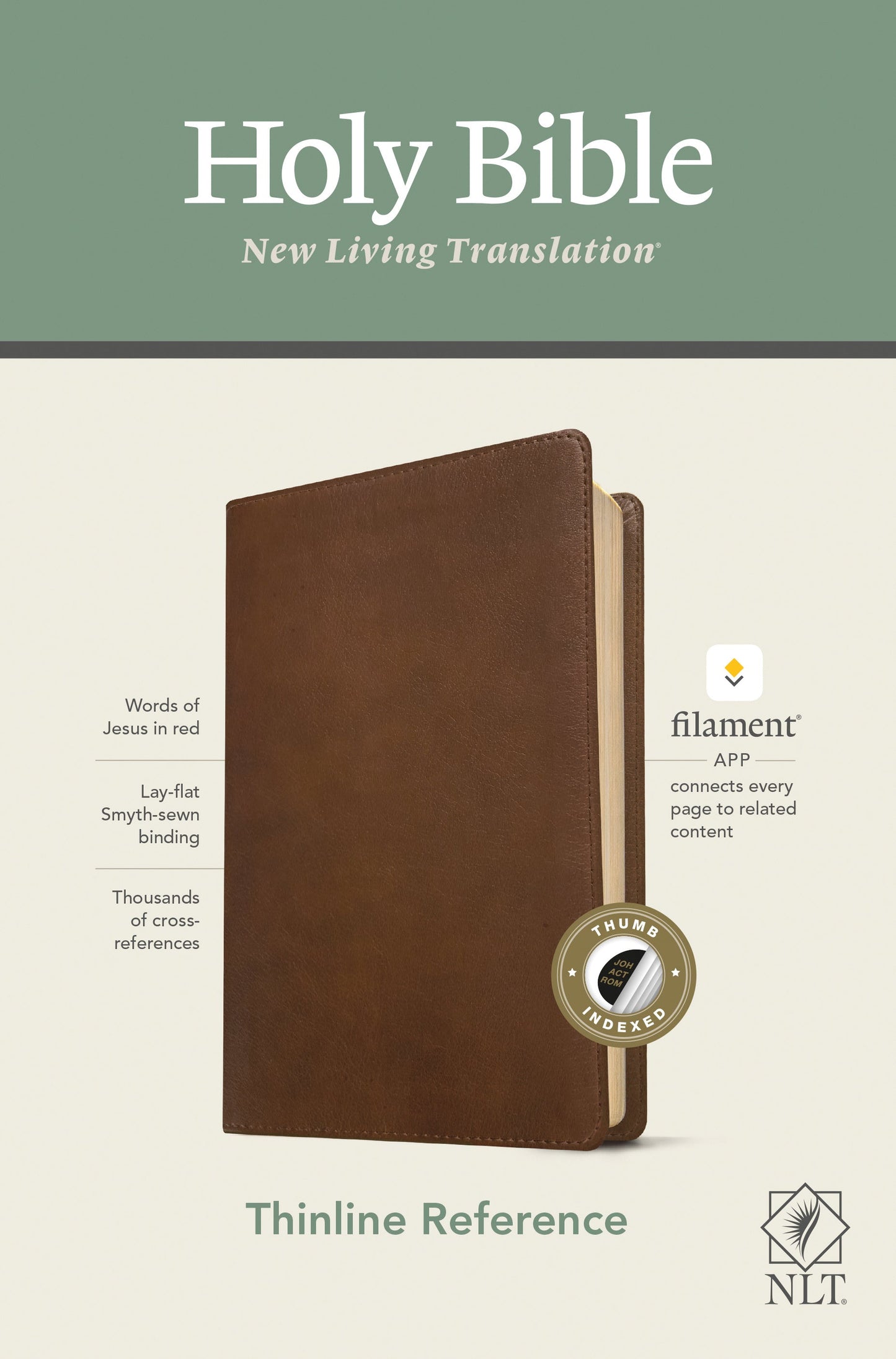 NLT Thinline Reference Bible, Filament Edition, Brown - Re-vived