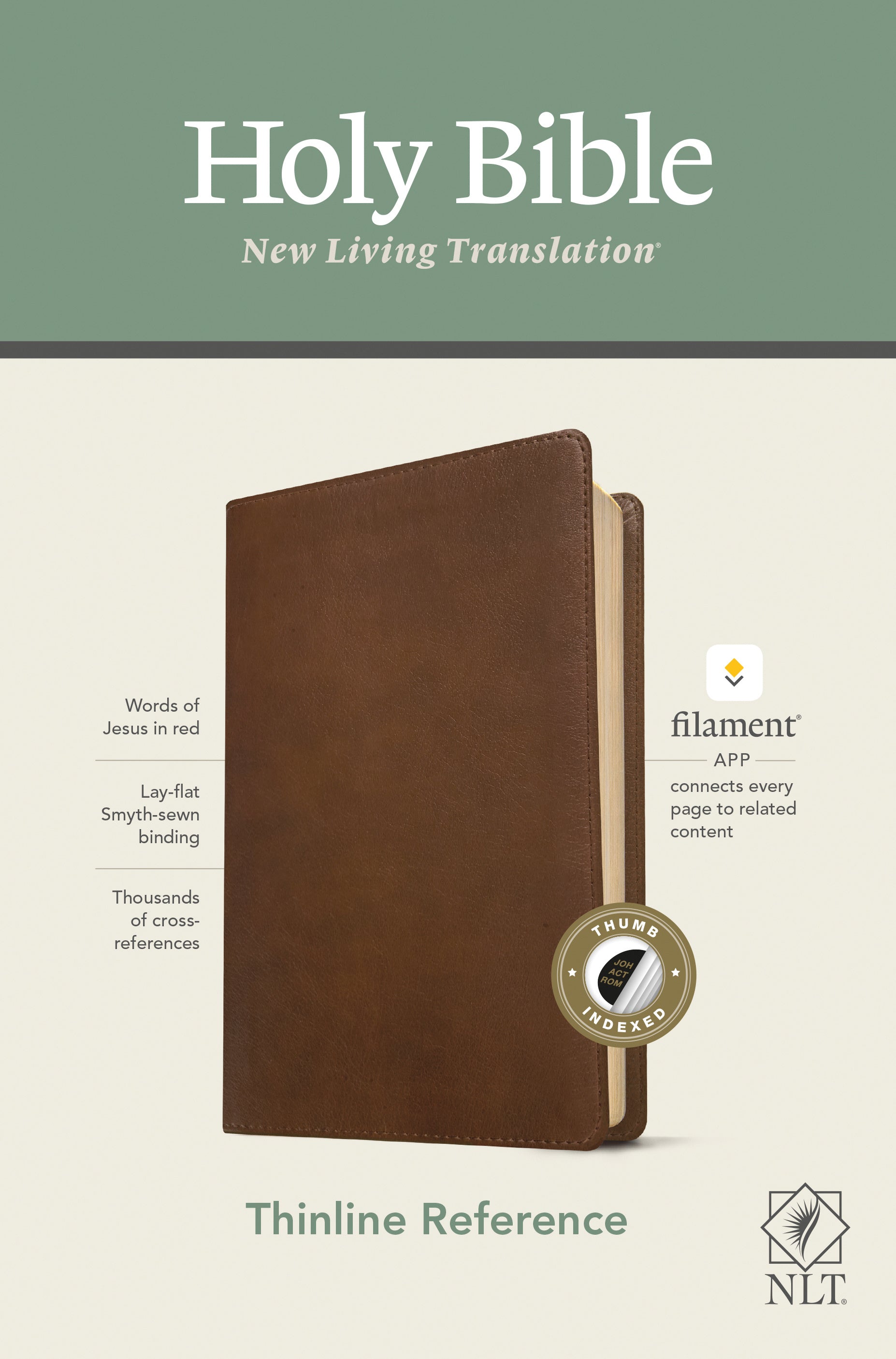 NLT Thinline Reference Bible, Filament Edition, Brown - Re-vived