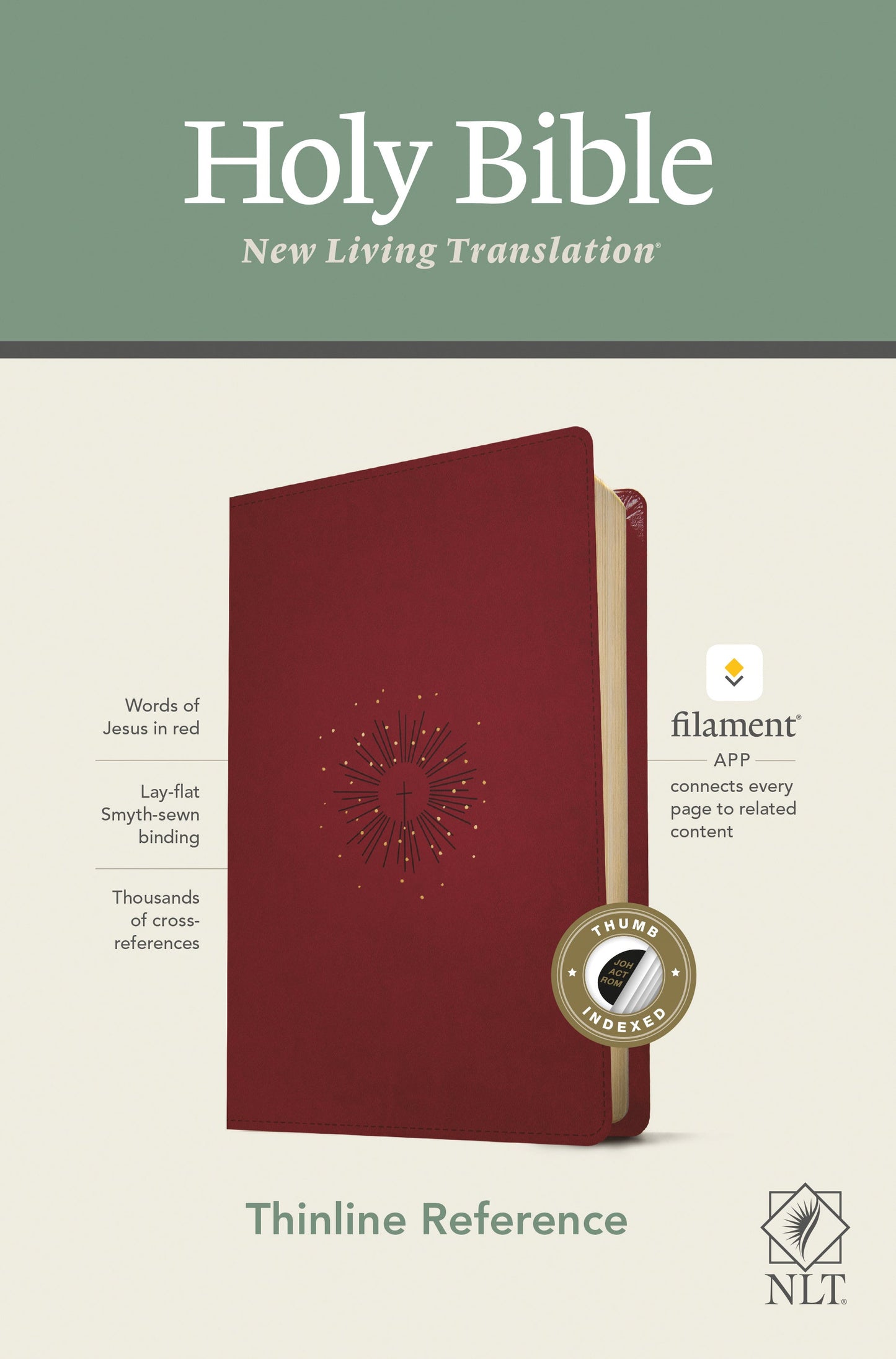 NLT Thinline Reference Bible, Filament Edition, Berry - Re-vived
