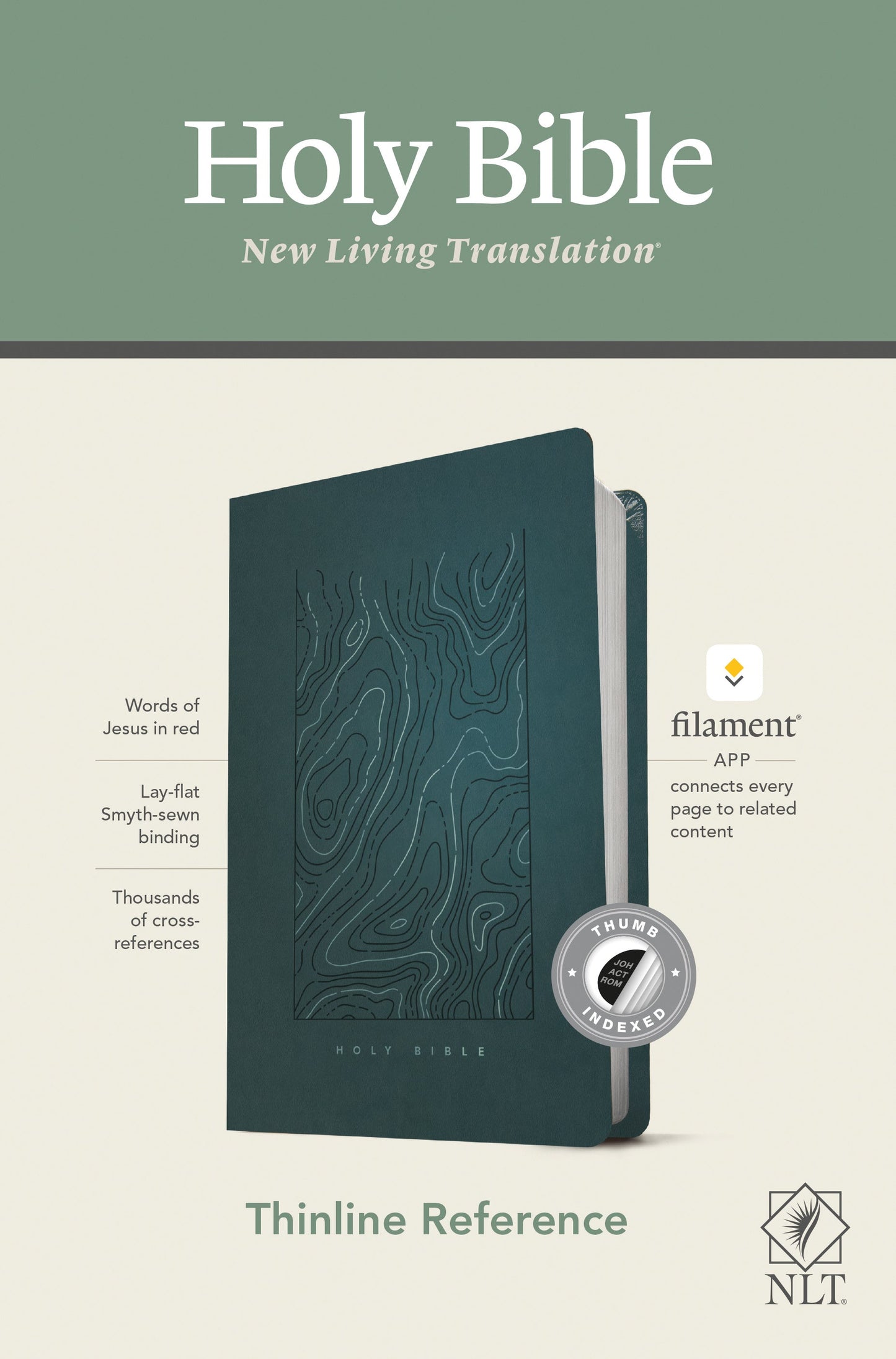 NLT Thinline Reference Bible, Filament Edition, Teal - Re-vived