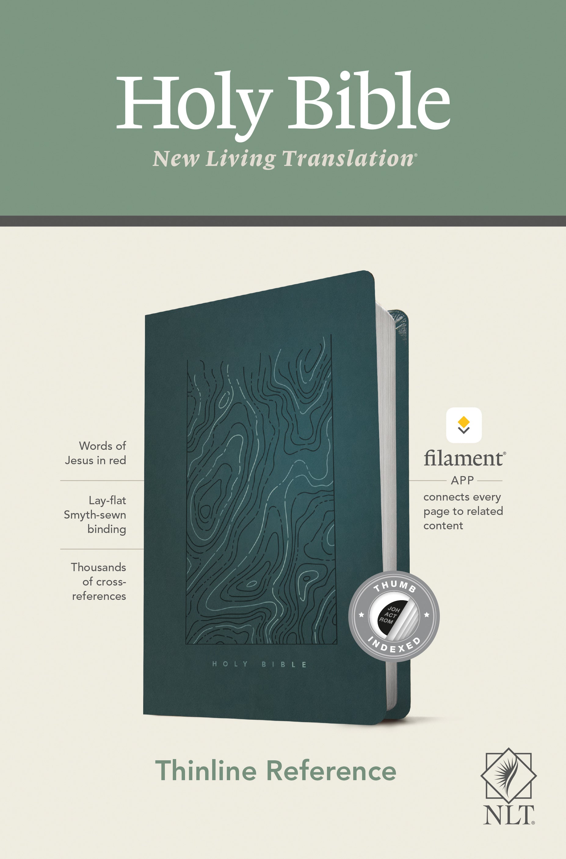 NLT Thinline Reference Bible, Filament Edition, Teal - Re-vived