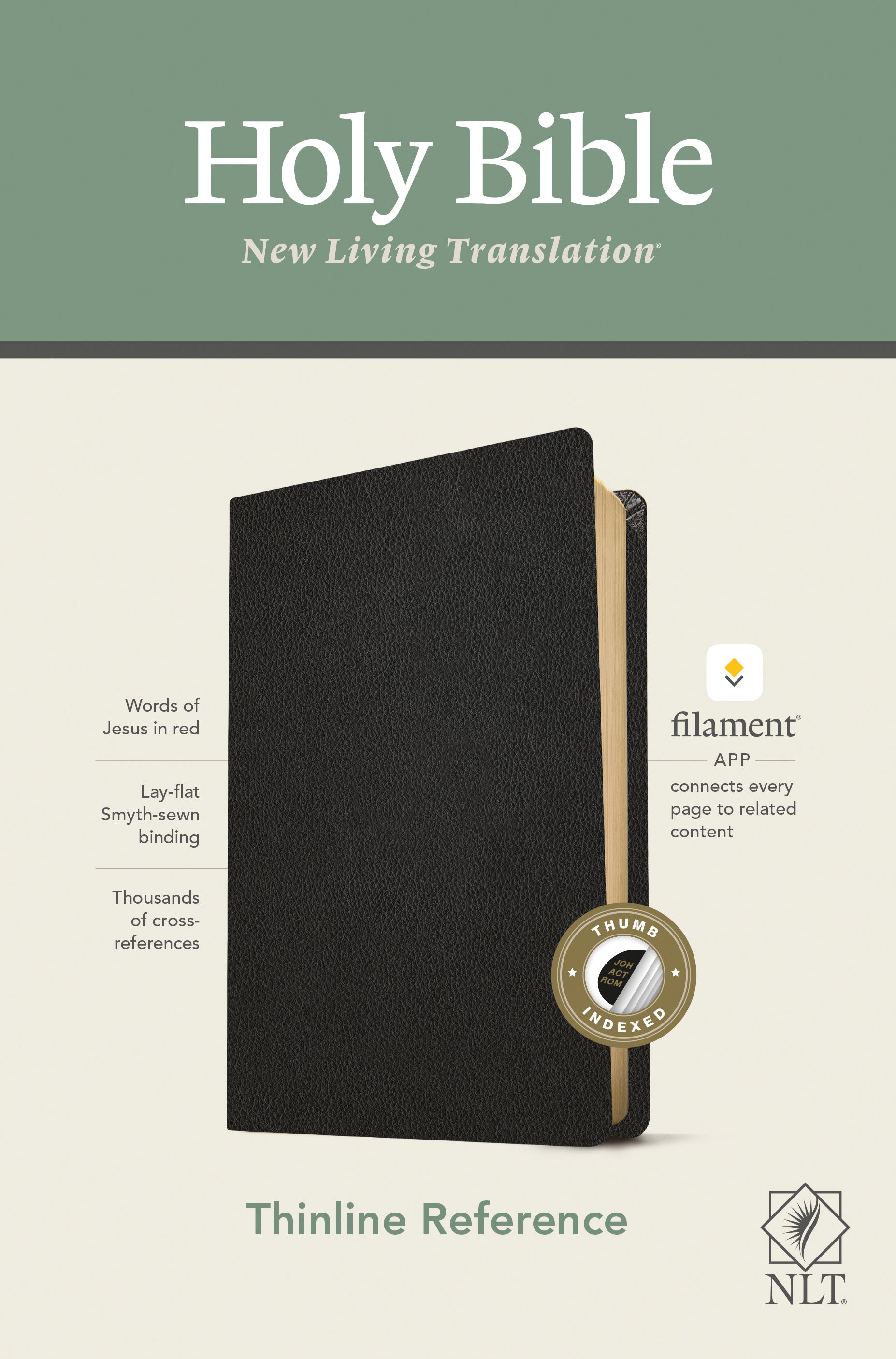 NLT Thinline Reference Bible, Filament Edition, Black - Re-vived